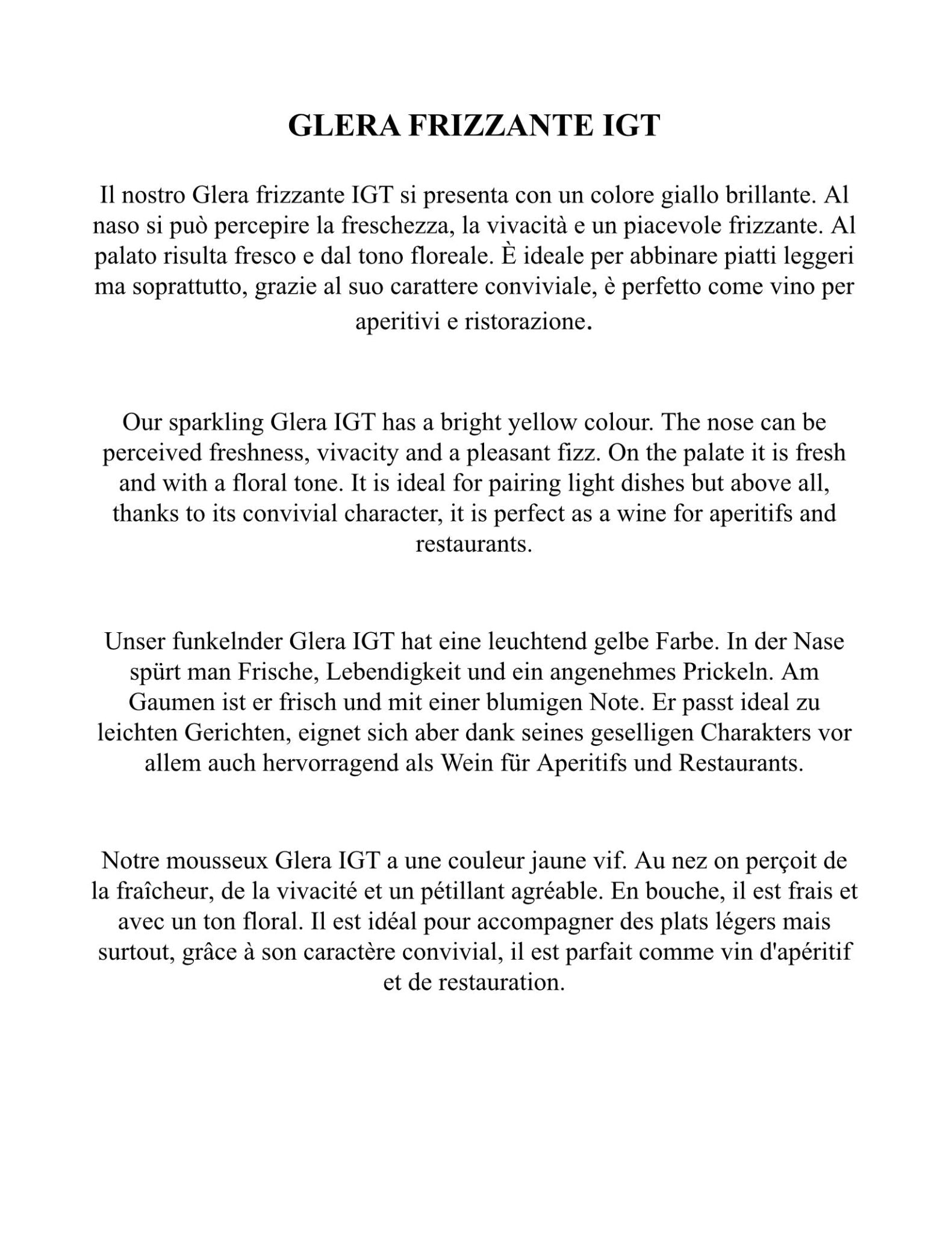 GLERA FRIZZANTE  I.G.T (x6)